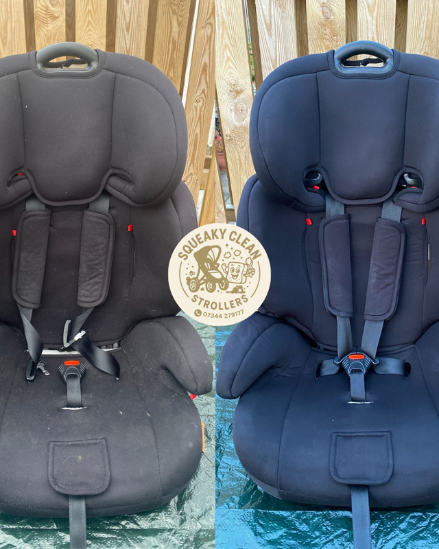 Before and after car seat clean